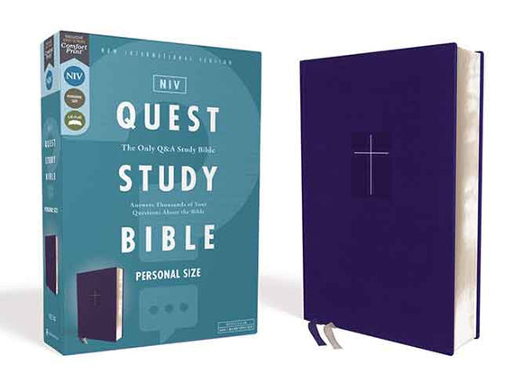 NIV Quest Study Bible, Personal Size, Leathersoft, Comfort Print: The Only Q And A Study Bible [Blue]