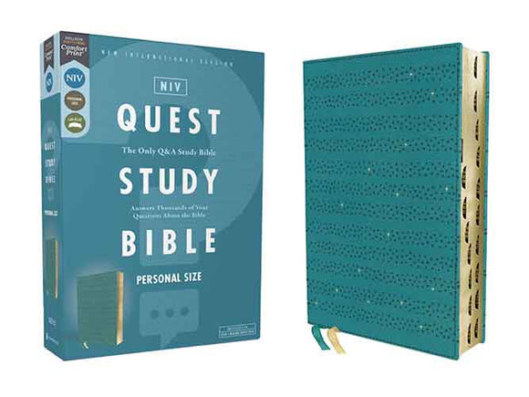 NIV Quest Study Bible, Personal Size, Leathersoft, Thumb Indexed, Comfort Print: The Only Q And A Study Bible [Teal]