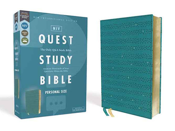 NIV Quest Study Bible, Personal Size, Leathersoft, Comfort Print: The Only Q and A Study Bible [Teal]