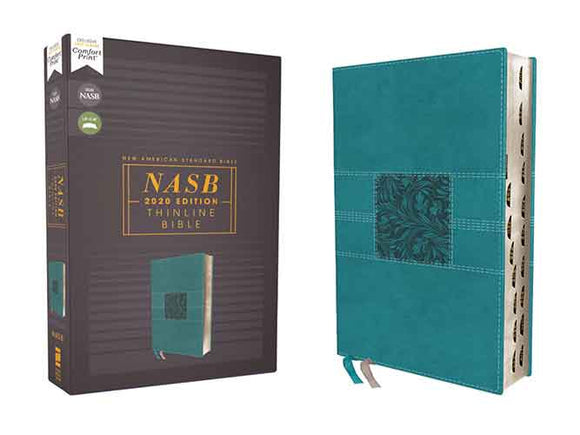 NASB Thinline Bible, Leathersoft, Red Letter, 2020 Text, Thumb Indexed, Comfort Print [Teal]