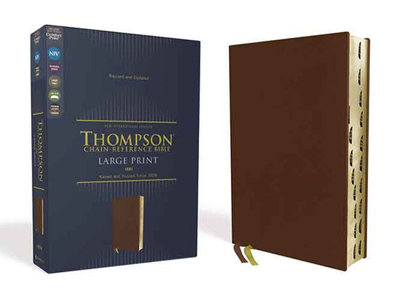 NIV Thompson Chain-Reference Bible, Large Print, Red Letter, Art Gilded Edges, Thumb Indexed, Comfort Print [Brown]