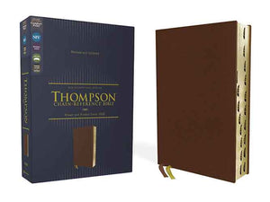 NIV Thompson Chain-Reference Bible, Red Letter, Thumb Indexed, Art Gilded Edges, Comfort Print [Brown]