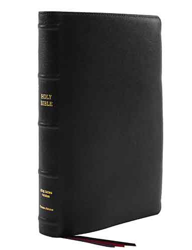 KJV Thinline Bible, Giant Print, Premier Goatskin Leather, Premier Collection, Red Letter Edition, Comfort Print: Holy Bible [Black]