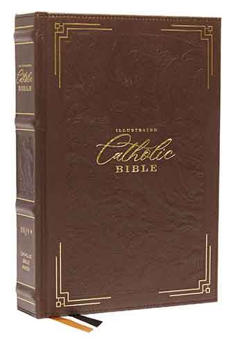 NRSVCE, Illustrated Catholic Bible, Genuine Leather Over Board, Comfort Print: Holy Bible [Brown]