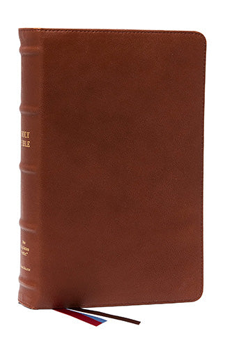 NKJV End-of-Verse Reference Bible, Personal Size, Premier Collection, Thumb Indexed, Comfort Print [Large Print, Red Letter, Brown]