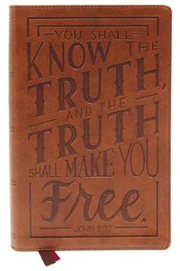 NKJV Personal Size Large Print End-of-Verse Reference Bible, Verse Art Cover Collection, Red Letter, Thumb Indexed, Comfort Print [Brown]