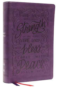 NKJV Giant Print Center-Column Reference Bible, Verse Art Cover Collection, Thumb Indexed, Red Letter, Comfort Print [Purple]