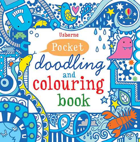 Blue Pocket Doodling & Colouring Book