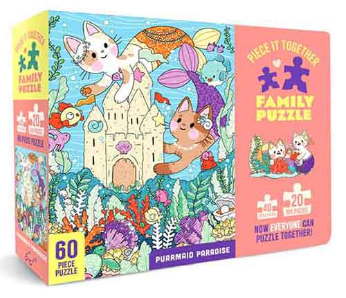 Piece It Together Family Puzzle: Purrmaid Paradise: (60-Piece Puzzle for Kids and Toddlers Ages 2–5. Cat and Kitty Puzzle Artwork)