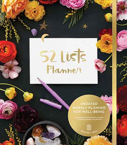 52 Lists Planner Undated 12-month Monthly/Weekly Spiral Planner with Pockets (Bl ack Floral)