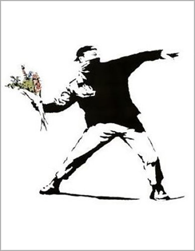 Banksy - Throwing Flowers Poster