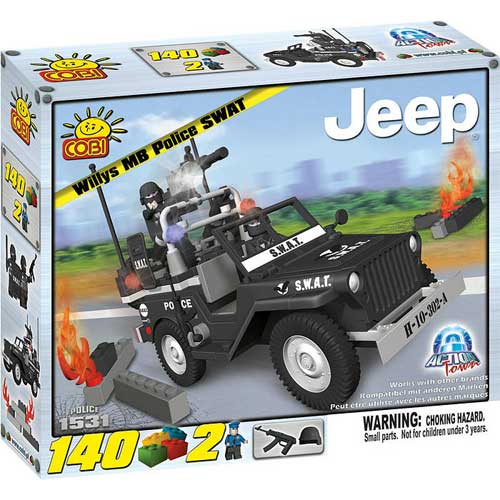 Action Town - 140 Piece Willys MB Jeep Police SWAT Car Construction Set