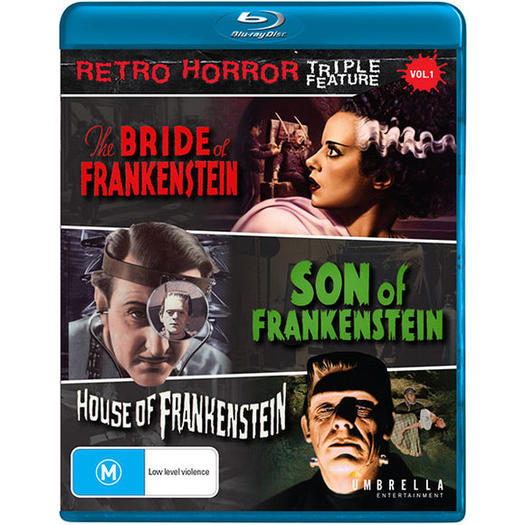 Retro Horror Triple Feature Vol 1: Bride of Frankenstein + Son of Frankenstein +House of Frankenstein (Blu-Ray)