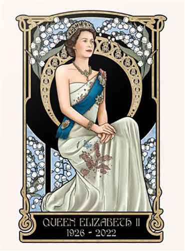 Art Nouveau Queen Elizabeth II 30 x 40cm Art Print