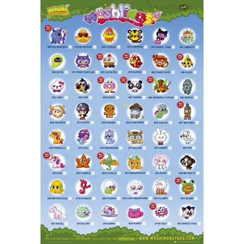 Moshi Monsters - Moshlings Tick Chart Poster