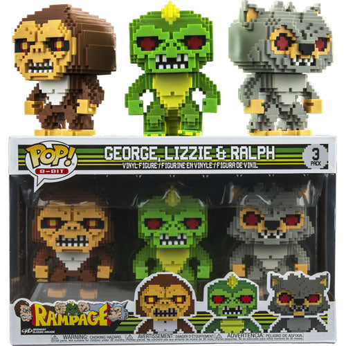 Rampage - George, Lizzie & Ralph 8-bit US Exclusive Pop! Vinyl Figure - Set of 3