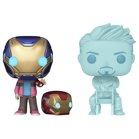 Avengers 4: Endgame - Morgan & Hologram Tony Glow with Helmet Pop! Vinyl Figures - Set of 2