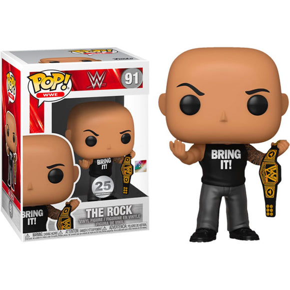 WWE - The Rock w/Championship Belt  Metallic US Exclusive Pop! Vinyl Figure