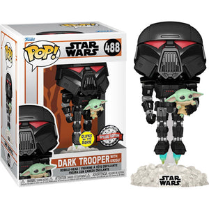 Star Wars: The Mandalorian - Darktrooper & Child Glow US Exclusive Pop! Vinyl Figure