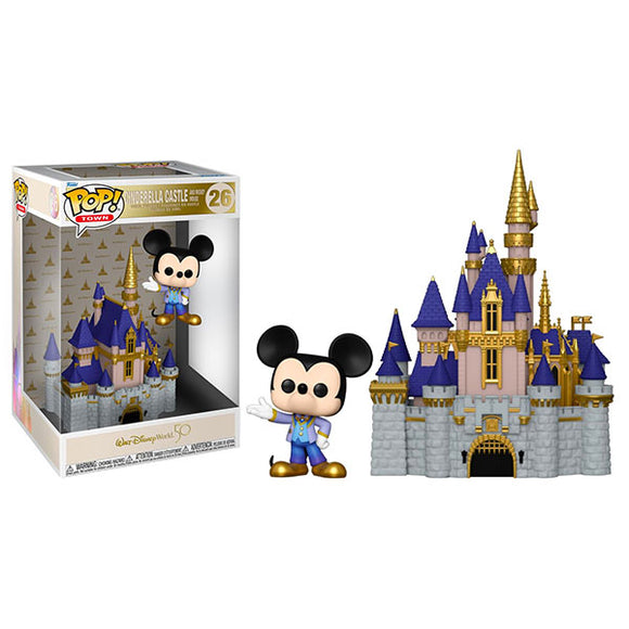 Disney World 50th Anniversary - Cinderella Castle with Mickey Mouse Pop! Town Figure Set
