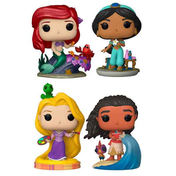 Disney Princess - Ariel, Jasmine, Rapunzel & Moana Glow Pop! Vinyl Figures - Set of 4