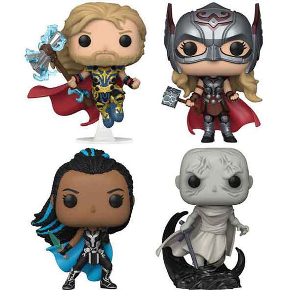 Thor 4: Love and Thunder - Thor, Mighty Thor, Valkyrie & Gorr Pop! Vinyl Figures - Set of 4