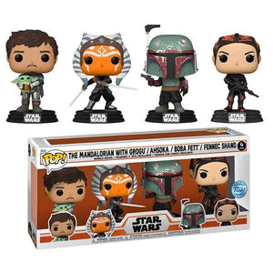 Star Wars: The Mandalorian - Grogu, Ashoka, Boba Fett, Fennec Shand Pop! Vinyl Figures - Set of 4