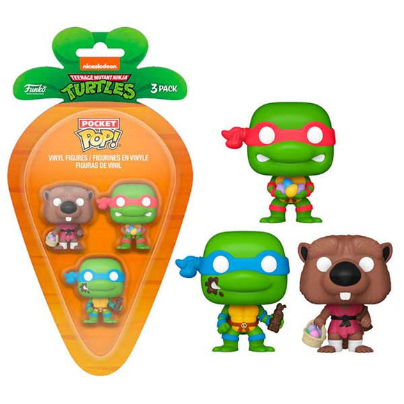 Teenage Mutant Ninja Turtles - Splinter, Leonardo & Raphael Carrot Pocket Pop! Vinyl Figures - Set of 3