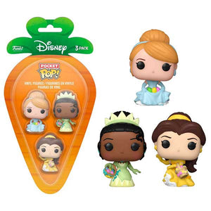 Disney - Cinderella, Belle, Tiana Carrot Pocket Pop! Vinyl Figures - Set of 3