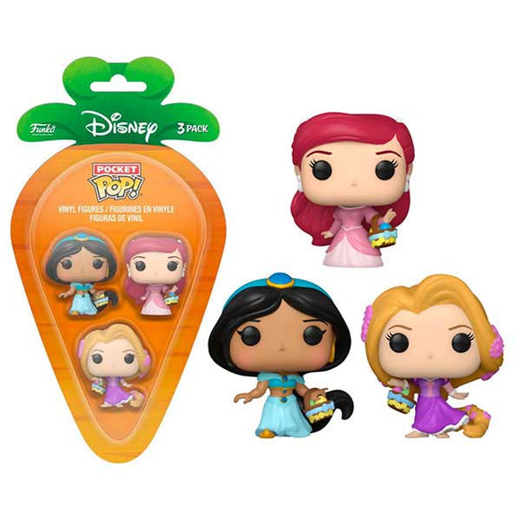 Disney - Rapunzel, Ariel, Jasmine Carrot Pocket Pop! Vinyl Figures - Set of 3