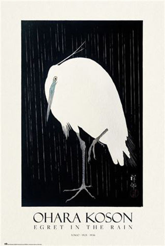 Ohara Koson - Egret In The Rain Poster