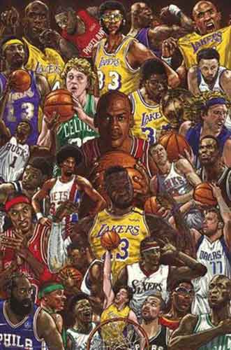 Basketball - Illustrated Superstars Poster