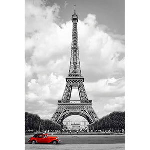 Paris Eiffel Tower - Red Car Poster