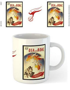 Qantas - Fly QEA by Constellation or Flying Boat Map C1950 Mug