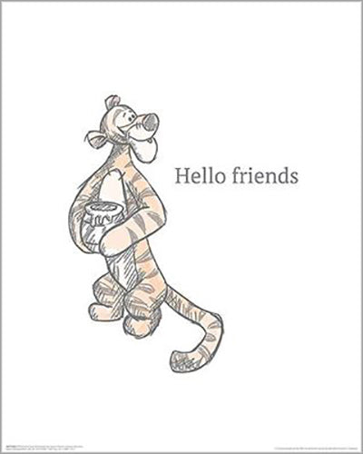 Winnie The Pooh - Tigger Hello Friends 40 x 50cm Art Print