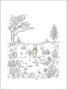 Winnie The Pooh - Winnie And Piglet Walking 60 x 80cm Art Print