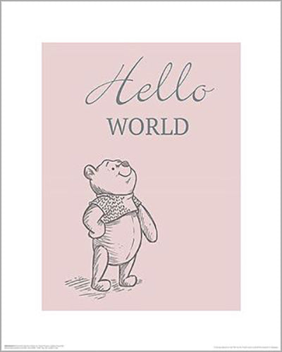 Winnie The Pooh - Hello World 40 x 50cm Art Print