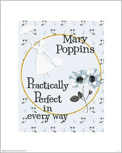 Mary Poppins Returns - Practically Perfect (Floral) 40 x 50cm Art Print