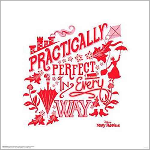 Mary Poppins - Practically Perfect (Red) 40 x 40cm Art Print