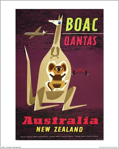 Qantas - Kangaroo 40 x 50cm Art Print