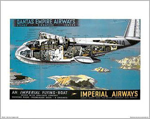Qantas - Empire Class S23 Flying Boat Schematic 40 x 50cm Art Print