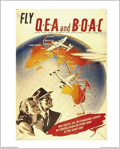 Qantas - Fly QEA by Constellation or Flying Boat M 40 x 50cm Art Print