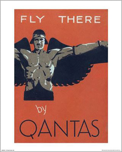 Qantas - Fly There by Qantas 1929 40 x 50cm Art Print