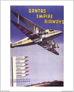 Qantas - Empire Airways DeHavillad 86 Airplane 40 x 50cm Art Print
