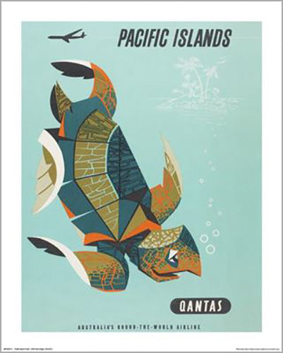 Qantas - Pacific Islands Turtle 40 x 50cm Art Print