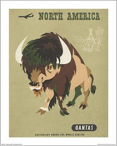 Qantas - North America Bison 40 x 50cm Art Print