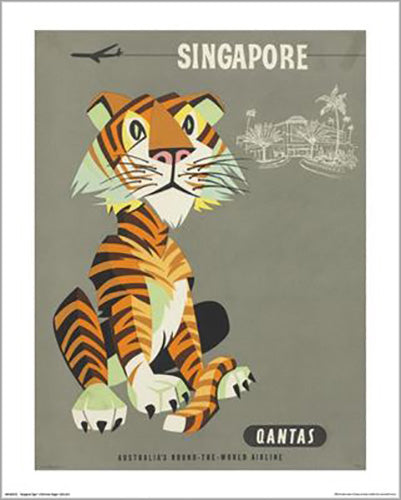 Qantas - Singapore Tiger 40 x 50cm Art Print