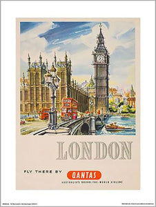 Qantas - Fly There Lodon 30 x 40cm Art Print