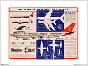Qantas - Aircraft 1920-1971 30 x 40cm Art Print