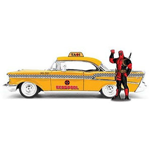 Deadpool (Comics) - 1957 Chevy Bel Air Taxi with Deadpool Figure 1:24 Hoolywood Ride Die-Cast Vehicle 